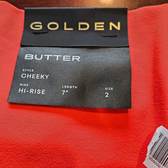 NWT Aritzia GOLDEN BUTTER Cheeky Hi-Rise Red 7" Shorts 2 - Picture 2 of 9